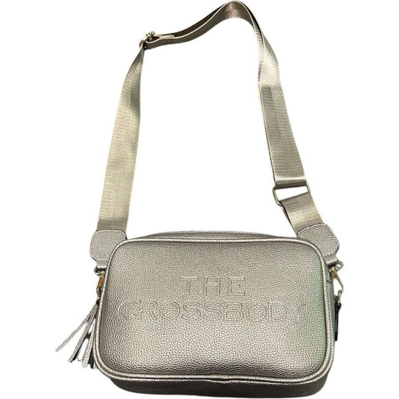 THE CROSSBODY Gold Designer Textured Shoulder Crossbody Bag - Picture 1 of 7